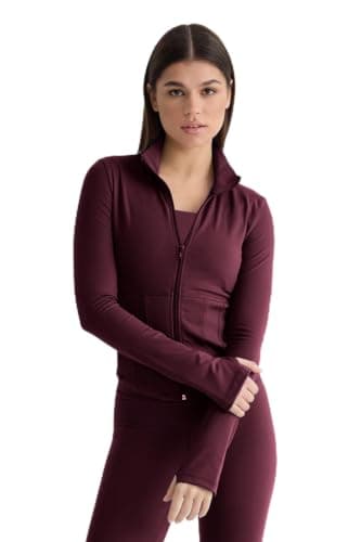 Trendyol Burgundy Brushed Soft Fabric Knitted Sports Jacket/Sweatshirt with Thumb Holes Thmaw25Sk00001,Claret Red XS Coat