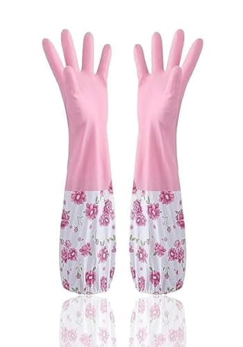PUHBRHY Reusable Long Elbow Hand Gloves,Safety Kitchen for Dish-Washing, Cleaning, Gardening, Laundry multipupose usable gloves(PAIR 1)(multicolour)