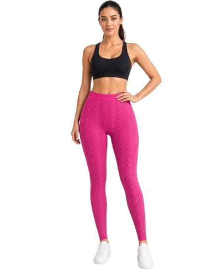 Women's High Waist Seamless Leggings with Heart Texture One size, Pink-V98 | Embossed Heart Pattern, Butt Lifting, Workout & Yoga, Stretchy Fit, Full Length Pants