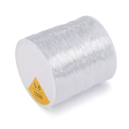 OBSEDE 0.6mm Crystal Stretch Cord, 100M Elastic String for Beading Jewelry | Optimal Diameter for Medium Beads, Stretchy and Durable Fiber, Easy to Knot, Transparent Finish, Suitable for DIY Bracelets Thread cord