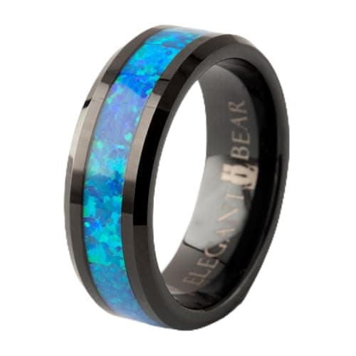 Blue Opal Tungstel Carbide Ring A172