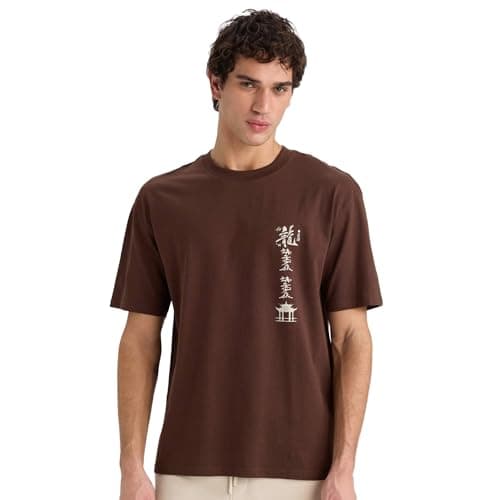 DeFacto Mens Young Boxy Fit Crew Neck Short Sleeve Knitted T-Shirt T-Shirt (pack of 1)