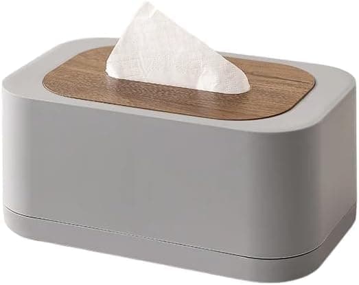 Plastic Tissue Box with Wooden Lid Tissue Box Organizer for Home Office Living Room Reception Tables N,grey Facial tissue holder