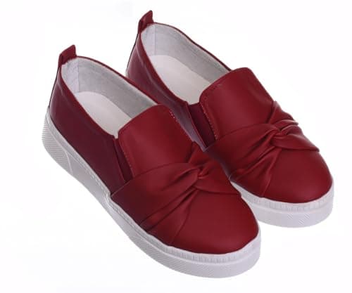 B&W womens B&W-W078-Burgundy Sneaker Shoes