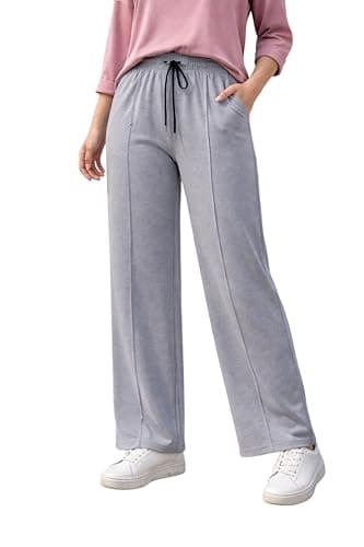 Miza Women's Wide Leg Pants High Waist Milton Elastic Front Line Side Pockets Elastic Drawstring for Everyday Indoor Outdoor Use