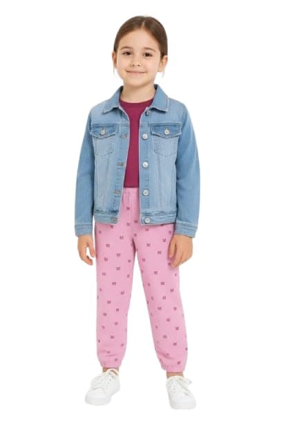 NG Kids Girls Sweatpants, Pink Joggers with Elastic Waist, Everyday Pants, Casual Outfit