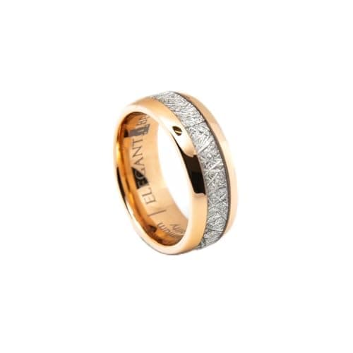 Gold Tungsten Carbide Ring inlaid with artificial meteorite A133
