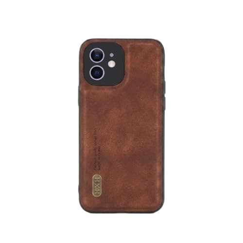 Leather Case For Luxury Faux Leather Protective Case For Stylish Compatible With (Iphone 12) Design Protection Anti Fingerprint Protection Case Made Of Classic Vintage Faux Leather (Brown) Cellular phone case