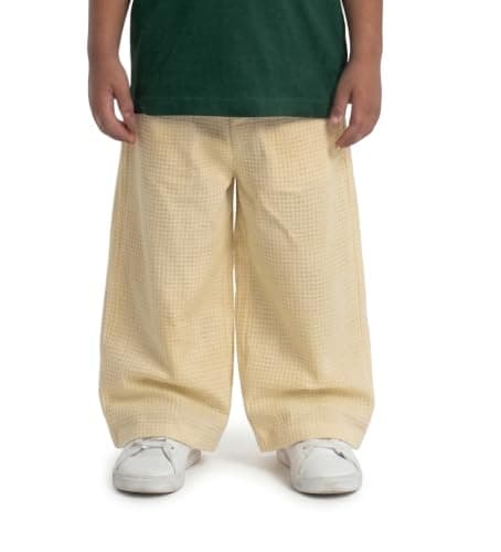 Kids Lemon Check Wide Leg summer Pant Size 3-4 meduim | Elastic Waistband, Wide Leg Fit, Gingham Pattern, Boys & Girls Style, Casual Wear