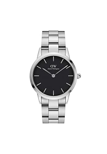 Daniel Wellington DW00100204 Stainless Steel Black-Dial Round Analog Watch for Women - Silver
