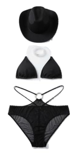 Women's Black Buttery Tulle Bikini Two Piece Lingerie Set HN967 Swimwear