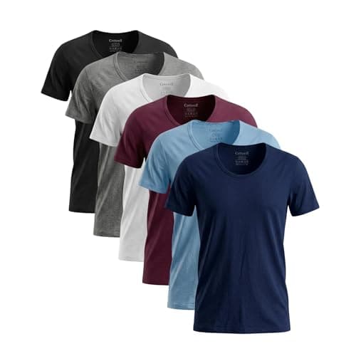 Cottonil Men's O-Neck 100% Cotton Undershirts, Pack of 6, Short Sleeve, Multiple Colours Shirt