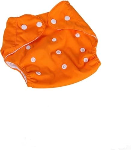 Cloth Diapers Adjustable Reusable Cotton Pocket Nappies, Washable for Age 0 to 3 Years, Snap Button Sizing, Absorbent Insert Pocket (Orange) Incontinence protector