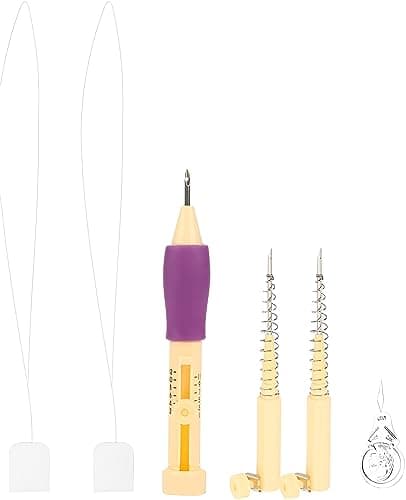 Embroidery Pen for Sewing Adjustable - Needle Floss Embroidery Tool for Crochet, Felting, Knitting, Sewing Tools for Crafts, Sewing Decoration with 2 Extra Needles (2)