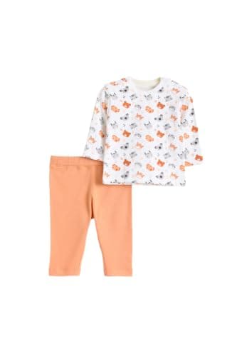 Junior Baby Boys 2-Piece Autumn Outfit Set – Long Sleeve Printed T-Shirt & Soft Pants, Cotton Blend Infant Clothing Set, Multicolor, 03 Coordinated outfit