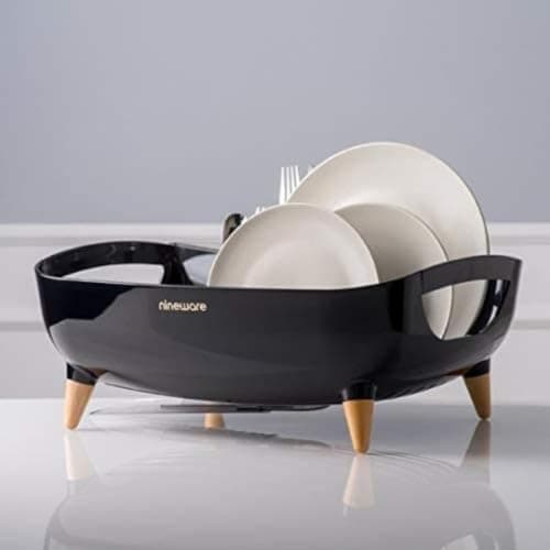 Kitchen Dish Drying Rack with Drain Tray for Plates Cups and Cutlery