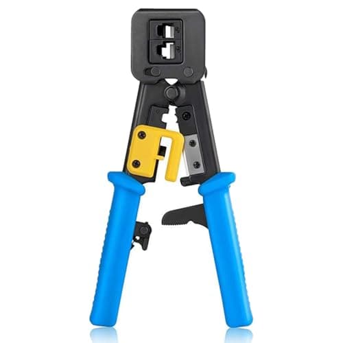 RJ45 Network Cable Tips Fastener, Heavy Duty Cable Connector Crimping Tool Compatible with RJ11 and RJ45 Sockets, Professional Crimping Tool for Cat5 5e Cat6 Network Cables Crimping pliers