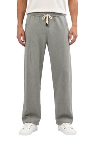 White Rabbit Men’s Casual Wide Leg Jogger Pants – Adjustable Drawstring -Grey
