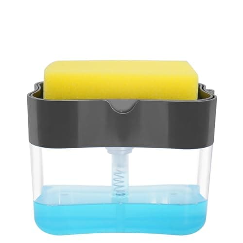 Aeakey Soap Dispenser for Kitchen Sink, Dish Washing Sponge Holder, 13 Ounces (Gray0822)