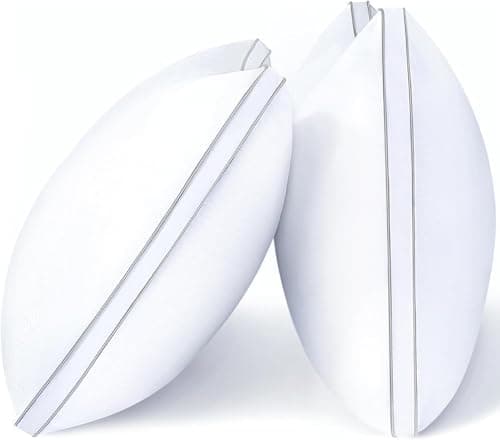Standard Size Pillow Set of 2, Bed Pillows for Sleeping, Standard Pillows, 2 Pack for Back, Stomach or Side Sleepers, Fluffy Pillows with Down Alternative, Machine Washable, White