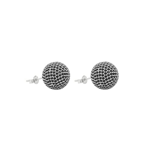 Asfour Crystal Disco Ball Stud Earrings In 925 Sterling Silver