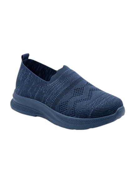 Navy Blue Slip-On Knit Sneakers for Women-62270001050_41 | Breathable Knit Upper, Slip-On Design, Lightweight Sole, Casual Everyday Wear, Pull Tab Heel Shoes
