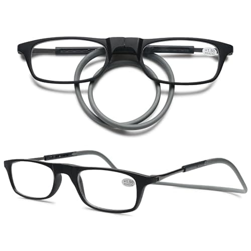 VEVESMUNDO Magnetic Reading Glasses Around the Neck Clamps Lightweight Magnetic Closure Women Men Reading Aid Glasses with Magnet Corrective eyeglasses