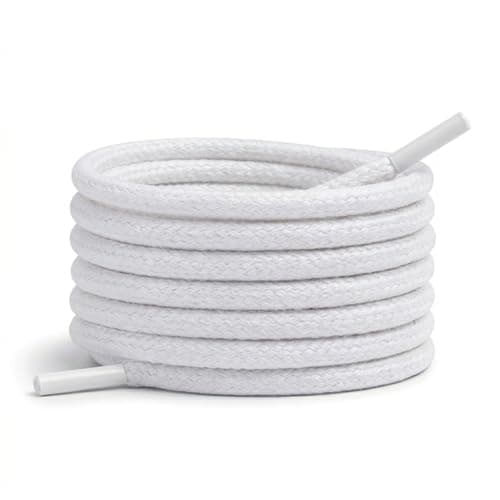 Waxed Cotton Round Shoelaces for Boots, Sneakers, Men and Women - Boots, Dress - Shoe Strings Available in 2 Pairs Multiple Lengths and Colors