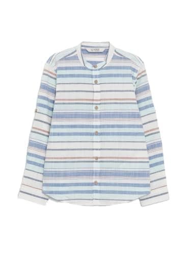 LC WAIKIKI Grandad Collar Striped Boys' Shirt, 8-9 Years - Blue