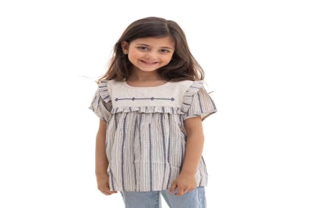 lovely land girls Navy Blue and White Striped Top Dress (pack of 1)