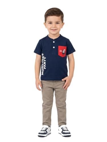 Pebeo Boys Printed Short Sleeve T-Shirt with Fashionable Front Design Comfortable and Stylish Navy 12M