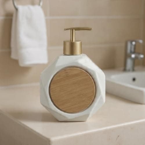 Generic Soap Dispenser with Wood Accent and Gold Pump, .bar