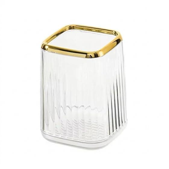 Stylish Acrylic Multi-Functional Organizer for Toothbrushes, Makeup Brushes, Pens, Small Tools, Clear Chic Design for Bathroom, Vanity Table, Office, Home Toothbrush holder