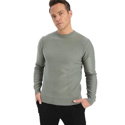 DeFacto Man Standart Fit Crew Neck LONG SLEEVE Tricot Pullover C9618AX, Green XL Skateboard