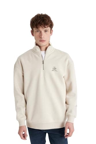 DeFacto Mens Comfort Fit High Neck LONG SLEEVE Knitted Sweat Shirt C6132AX Sweat Shirt (pack of 1)