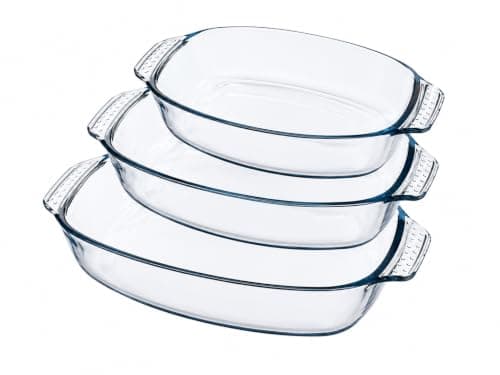 Newhome 06360 French 3L Optimum Oval Glass Baking Dish with Handles and Gift Box, Heat-Resistant Bakeware for Roasting, Baking, Serving and Family Dining Home