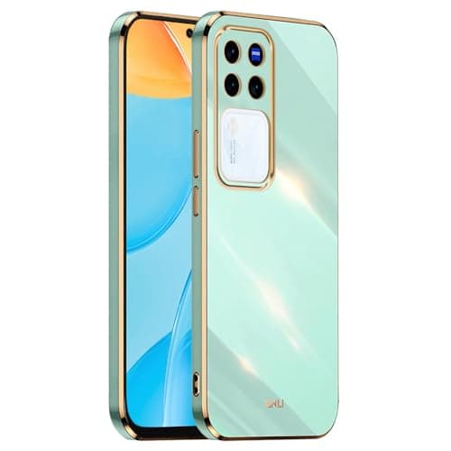 EASSGU Galvanised Frame Mobile Phone Case for Vivo V30 Pro 5G (6.8 Inches), Soft TPU Silicone Protective Case - Green Cellular phone case
