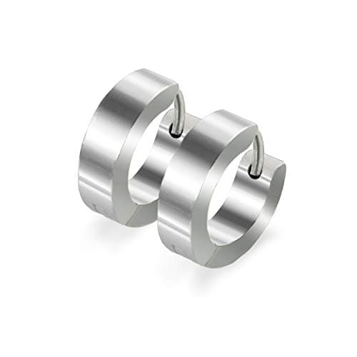 Stainless Steel Hoop Earrings For Men's Women's,Silver/Gold/Black/Blue Hypoallergenic Round Huggie Earrings,Fashion Punk Earrings Piercing Jewelry,Simple Stylish Loop Earring,Gift for Him Her Birthday