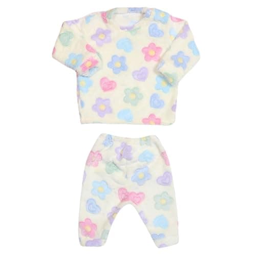 Jockey M M Girls Polar Pajama Set Of 2 Pieces Long Sleeves T-shirt&Pants Embroidered Flowers Pajama Set (pack of 1)