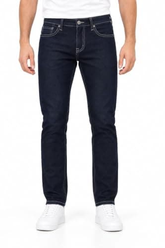 Top Jeans Dark Blue Denim Jeans, Contrast Stitching, Classic Fit, Casual Wear-25000 Pants