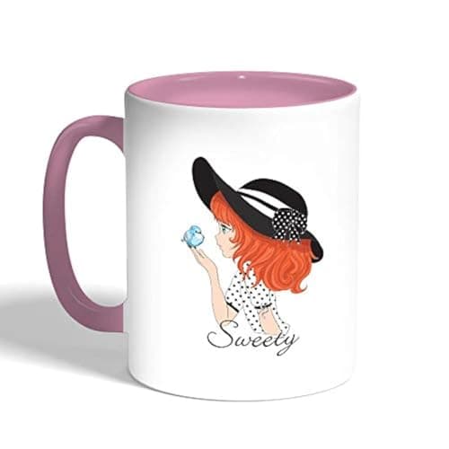 romantic Printed Coffee Mug, Pink Color Drinking cup