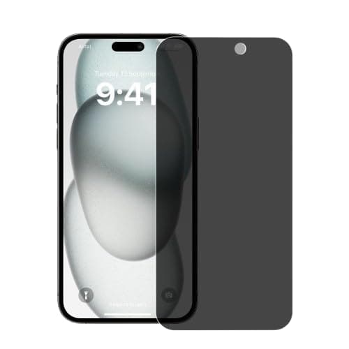 Privacy glass screen protector for Apple iPhone 15 Plus, Black