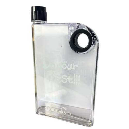 400ml A5 Portable Flat Water Bottle Paper Book Frosted Drinking Bottle Ultra Slim Notebook Style Reusable Leakproof Bottle for School Office Travel Sports Outdoor Activities BPA Free (Transparent)