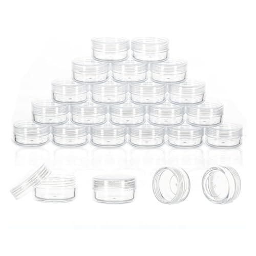 12 Pieces Empty Plastic Jars for Cosmetics, Travel Sample Containers, Small Round Cosmetic Jars for Cream, Lip Balm, Sample (10g/10ml), Transparent.