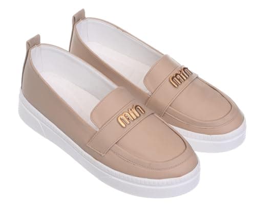B&W womens B&W-W077-Beige Sneaker Shoes