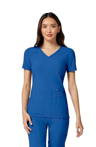 Cherokee Women's Medical Scrub Top Iflex V-Neck Knit Panel Top CK605 | Crosshatch Dobby, 360° Stretch, Moisture Wicking, Princess Seams, Easy Care For Long Shifts, Built for Medical Professionals