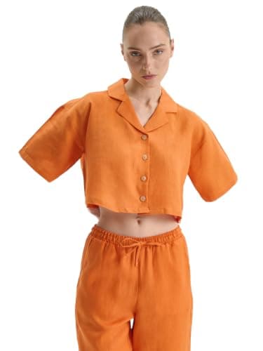 LC WAIKIKI Woman 100% Linen Crop Women's Shirt