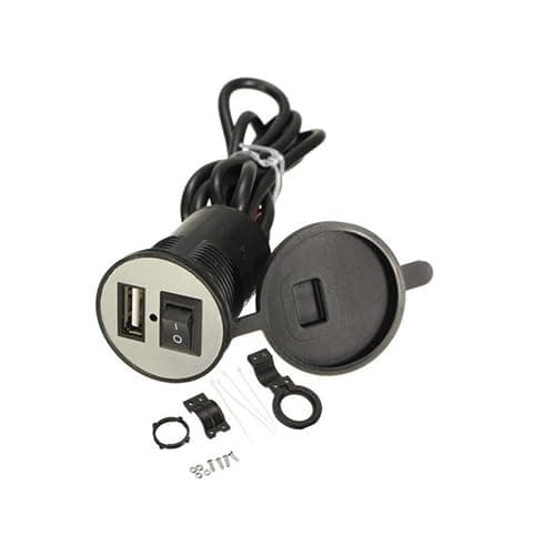 KaberTrade USB Charger Compatible with Tablets and Smartphones, 1 Port, Waterproof, Car and Motorcycle (Charger Code:1249) Charging adapter
