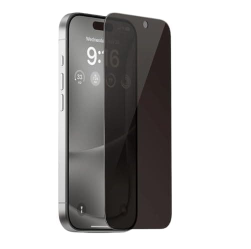 Privacy tempered glass screen protector for Apple iPhone 16, Black Cellular phone case