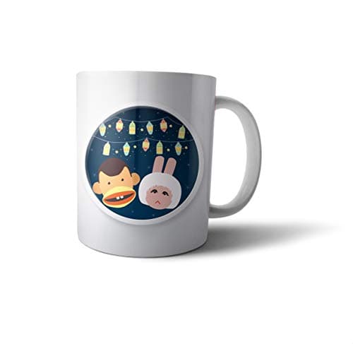 Ceramic Bogy and Tamtam Print Mug - Multi Color Drinking cup